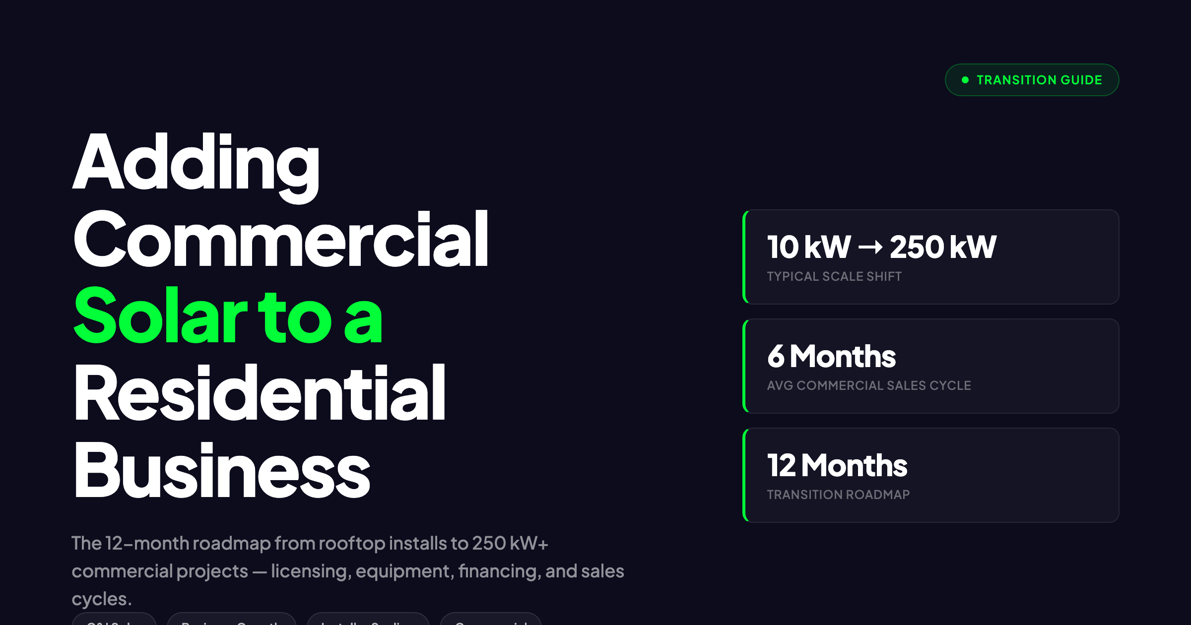 Adding Commercial Solar to a Residential Business 2026: Transition Guide
