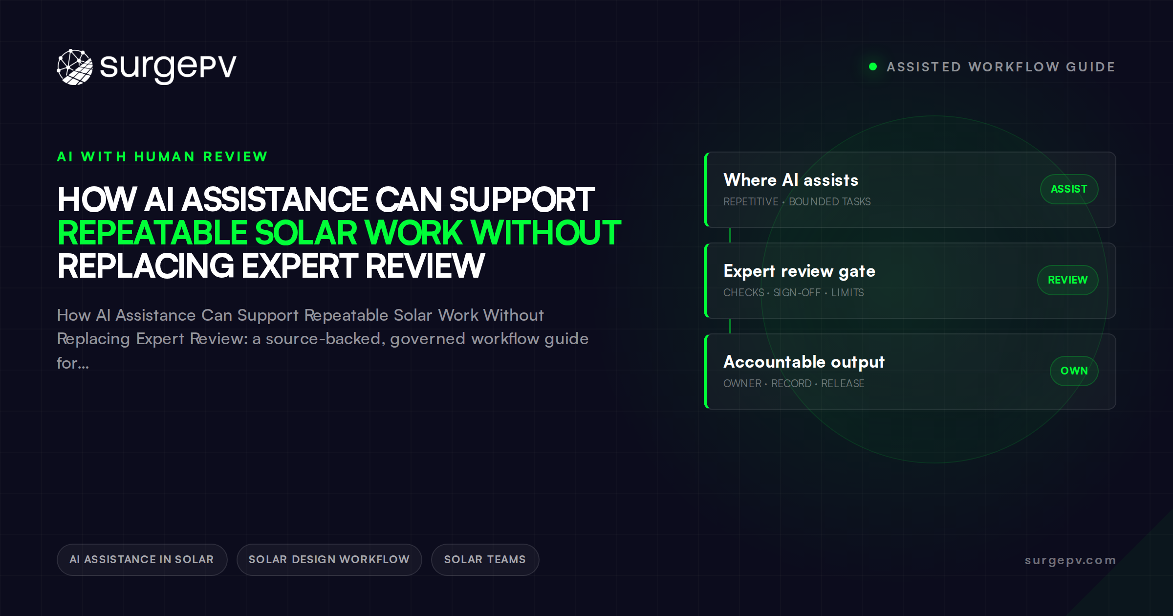 How AI Assistance Can Support Repeatable Solar Work Without Replacing Expert Review