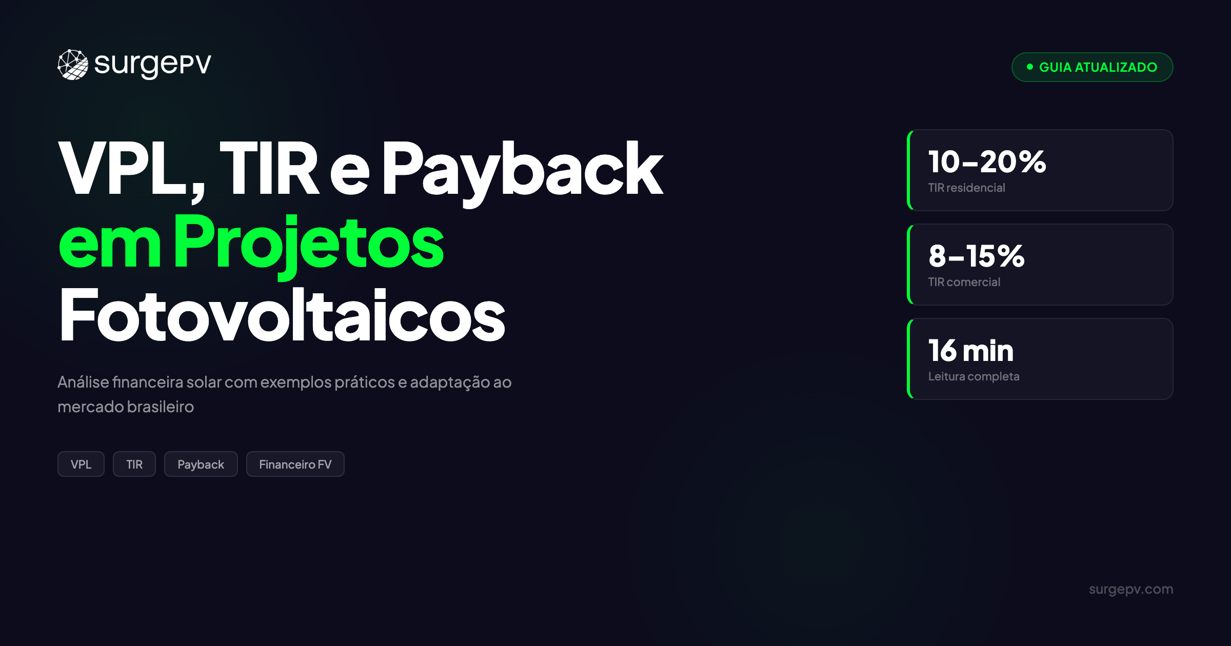 VPL, TIR e Payback em Projetos Fotovoltaicos