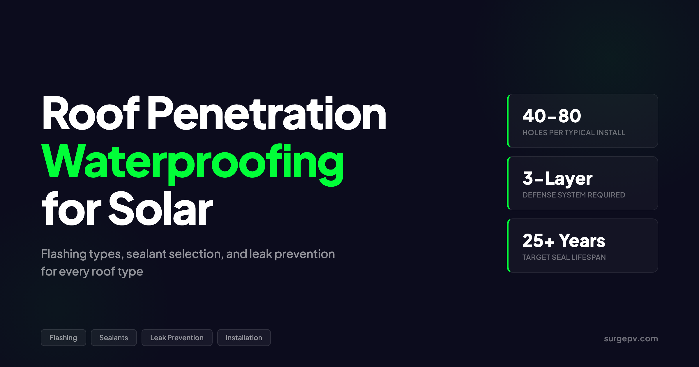 Roof Penetration Waterproofing for Solar 2026: Flashing, Sealants & Leak Prevention