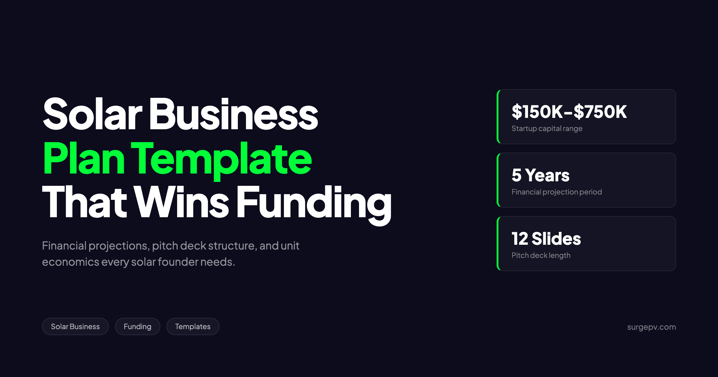 Solar Business Plan Template 2026: Financial Projections & Funding Pitch