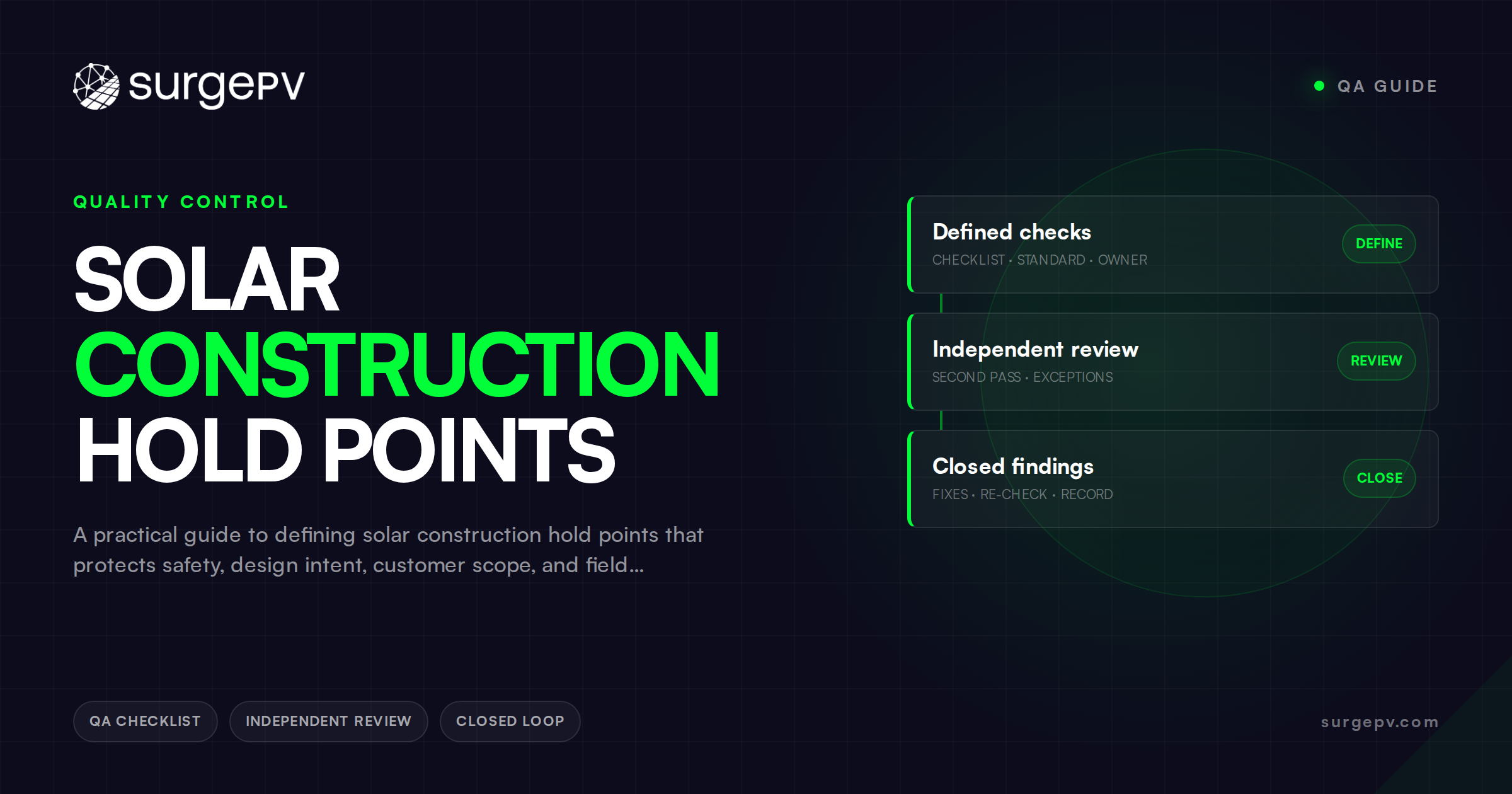 Solar Construction Hold Points: When Work Should Pause for a Decision