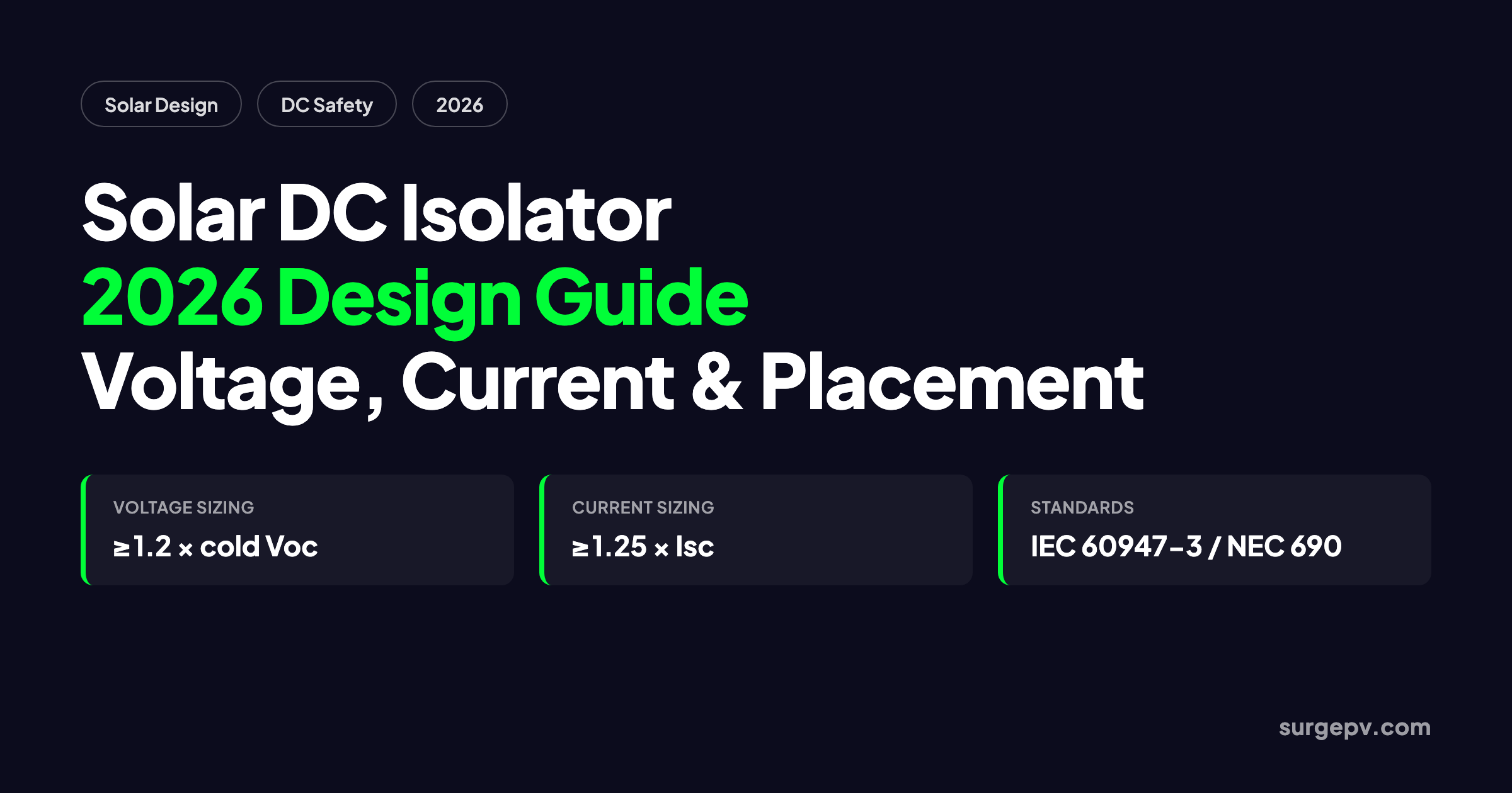 Solar DC Isolator 2026: Design Guide