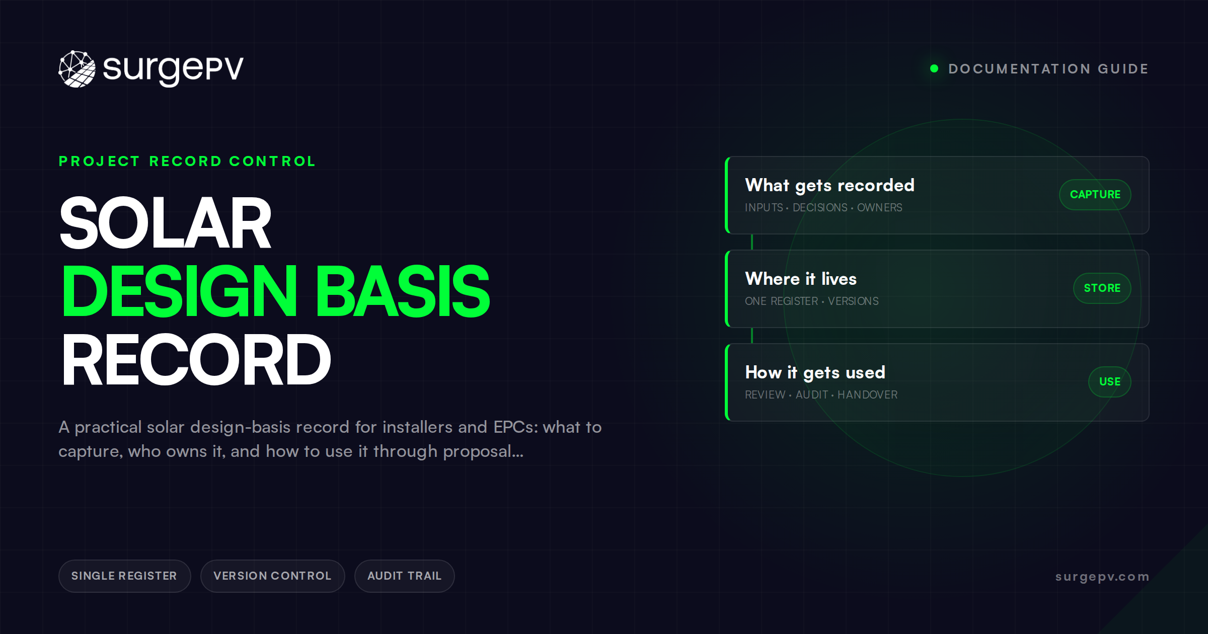 Solar Design Basis Record: How Installers Keep Assumptions Reviewable