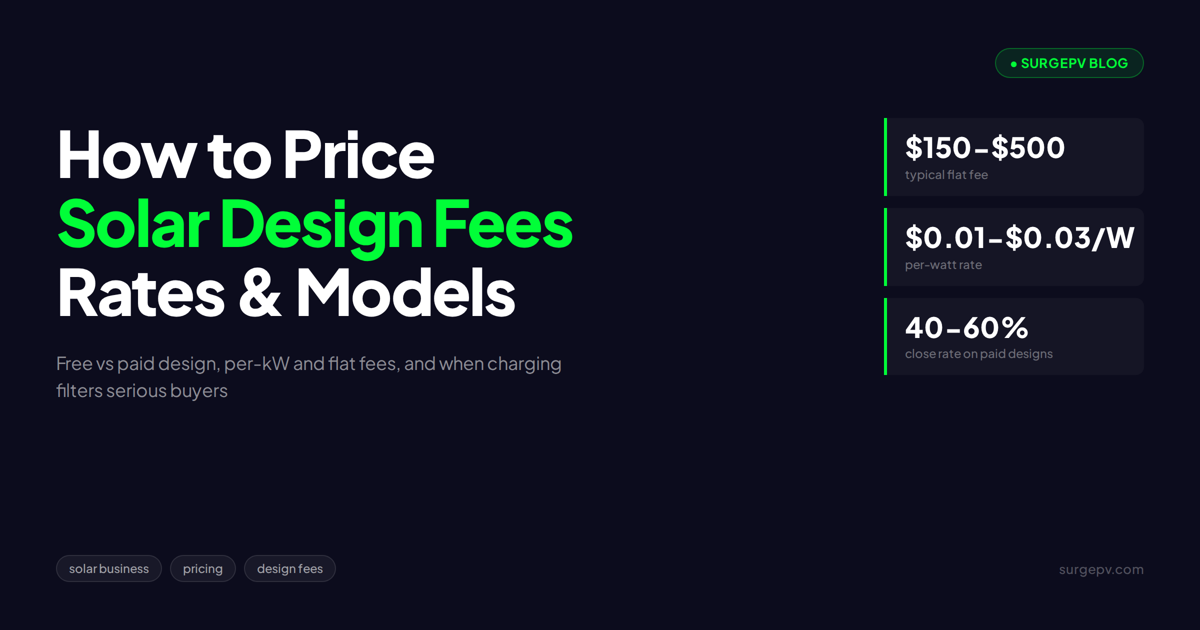 Solar Design Fees 2026: How to Price Design Work (Rates & Models)