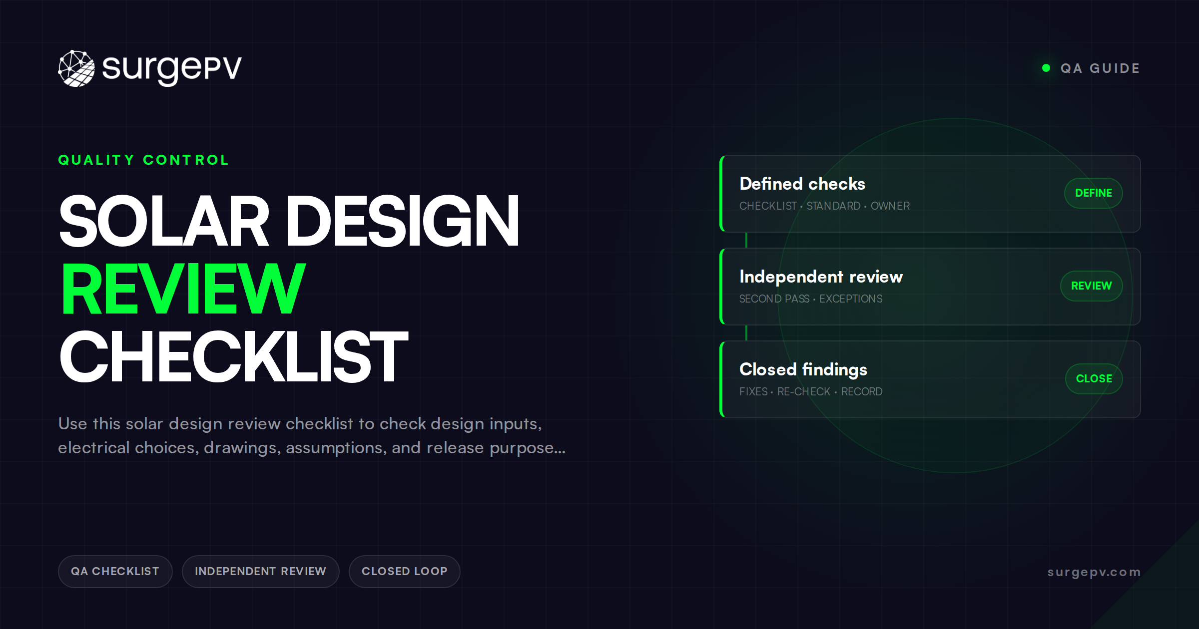 Solar Design Review Checklist: A Release Method for Installer Teams