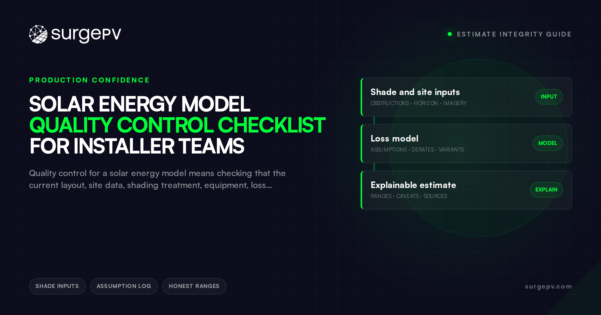 Solar Energy Model Quality Control Checklist for Installer Teams