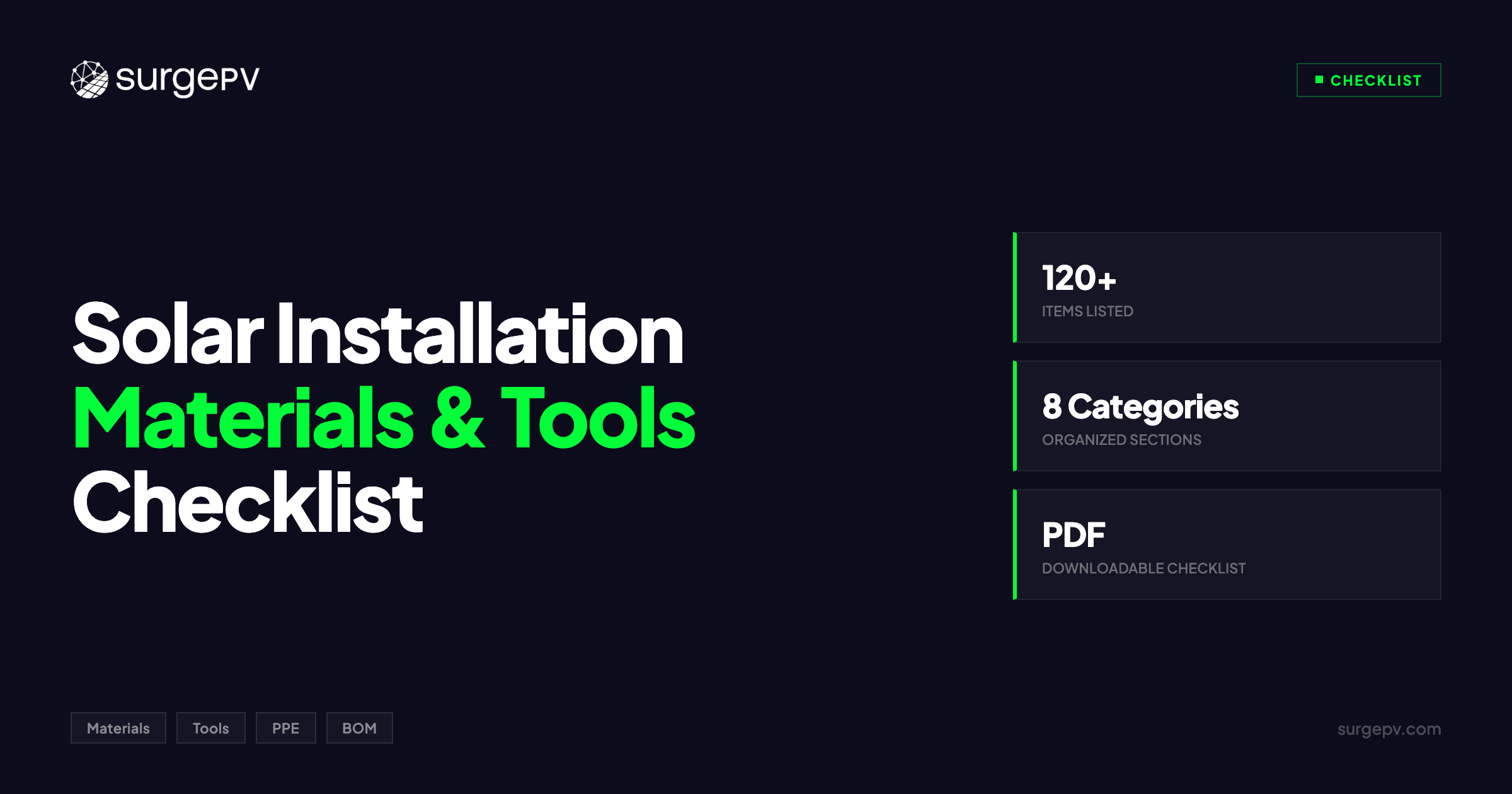 Solar Installation Materials & Tools Checklist