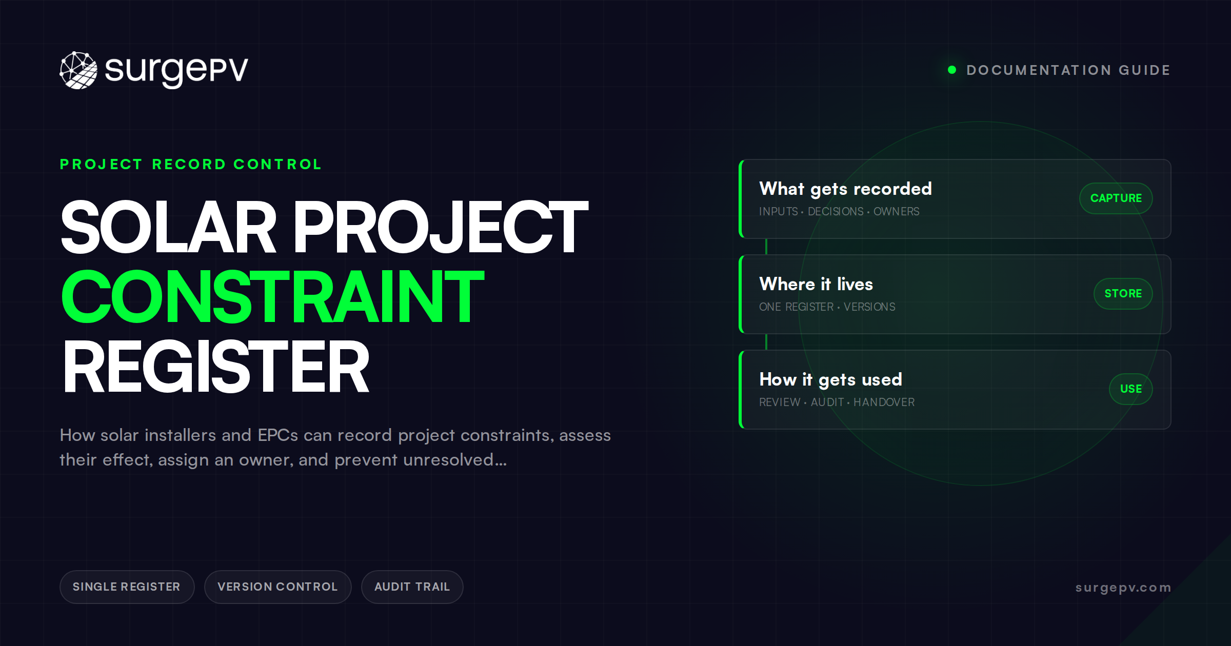 Solar Project Constraint Register: Turn Unknowns Into Controlled Decisions