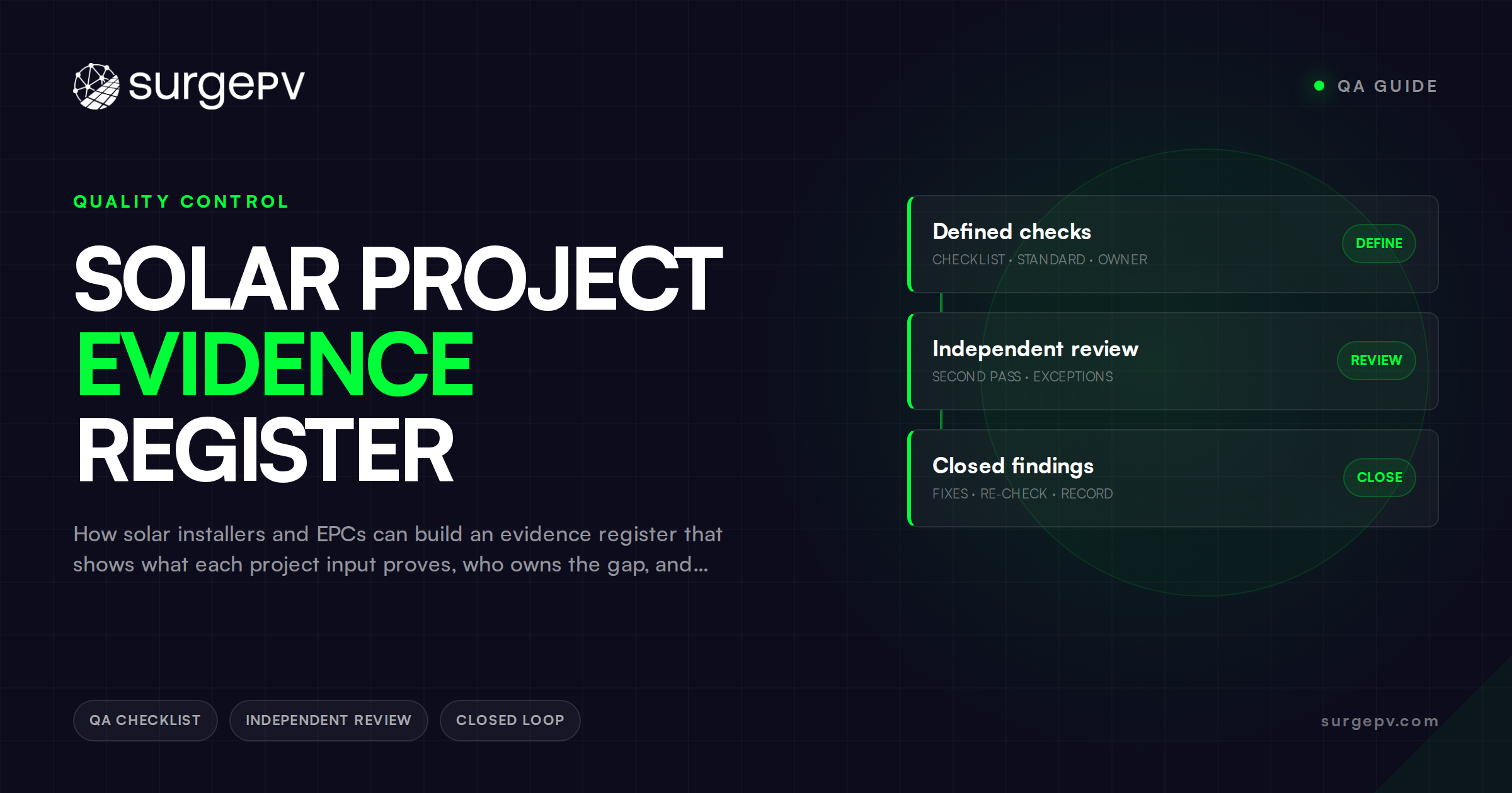 Solar Project Evidence Register: A Practical Record for Design and Proposal Decisions