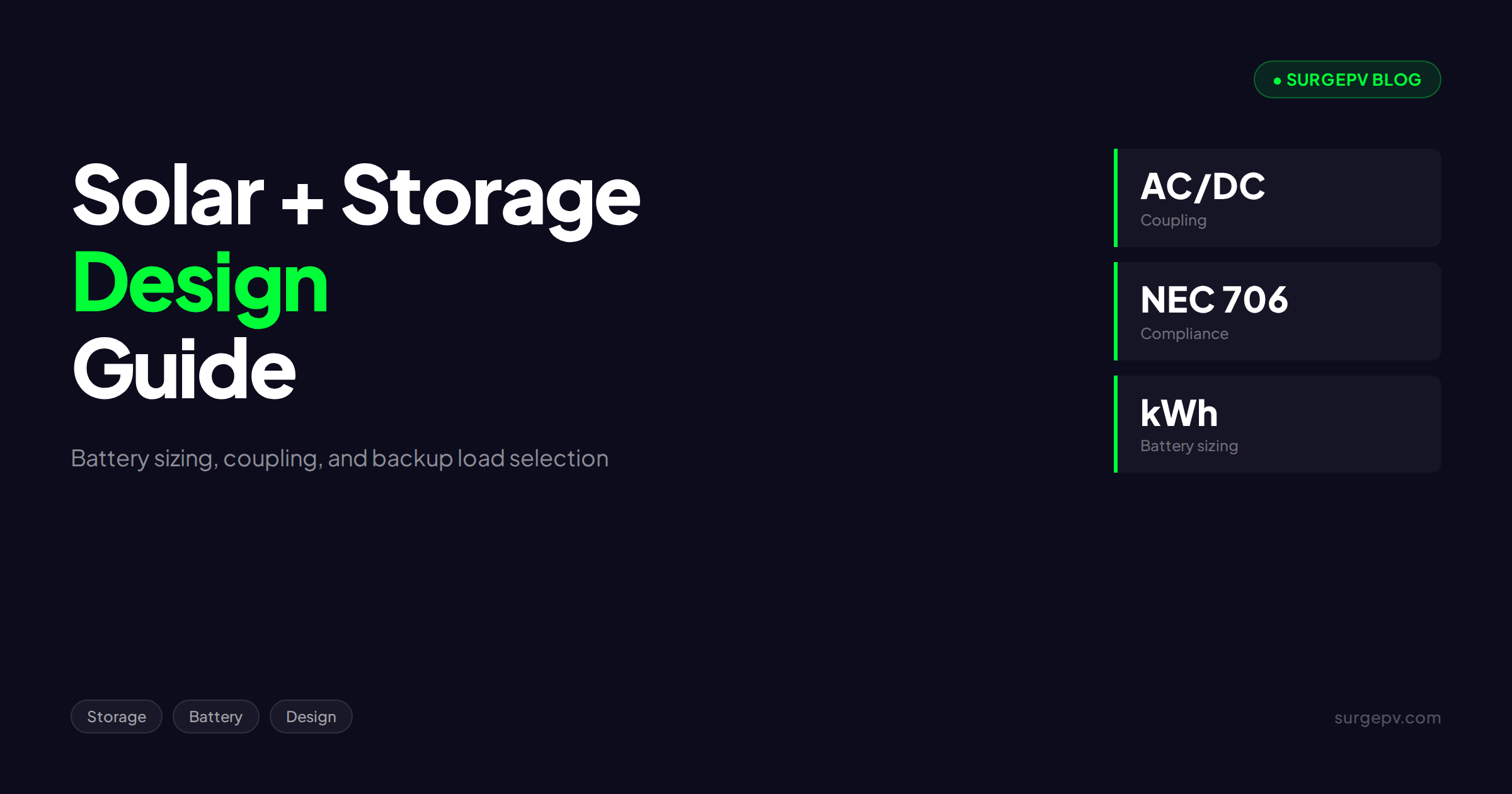 Solar + Storage Design Guide: How to Size and Design Battery-Backed Solar Systems
