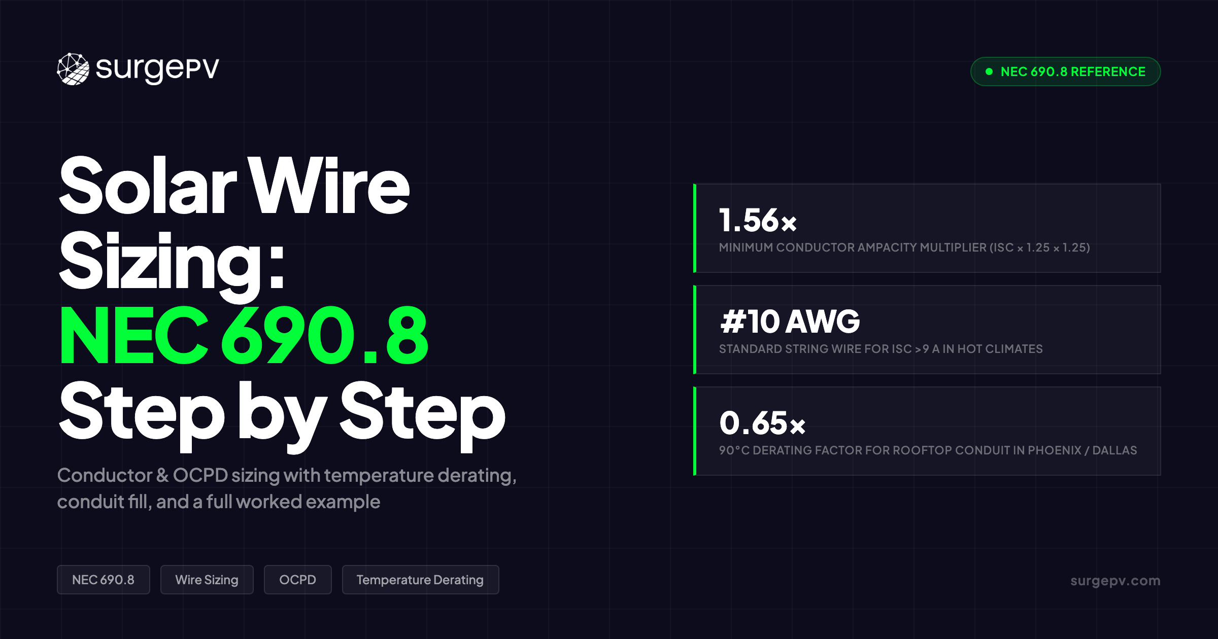 Solar Wire Sizing: NEC 690.8 Conductor & OCPD Sizing Step by Step