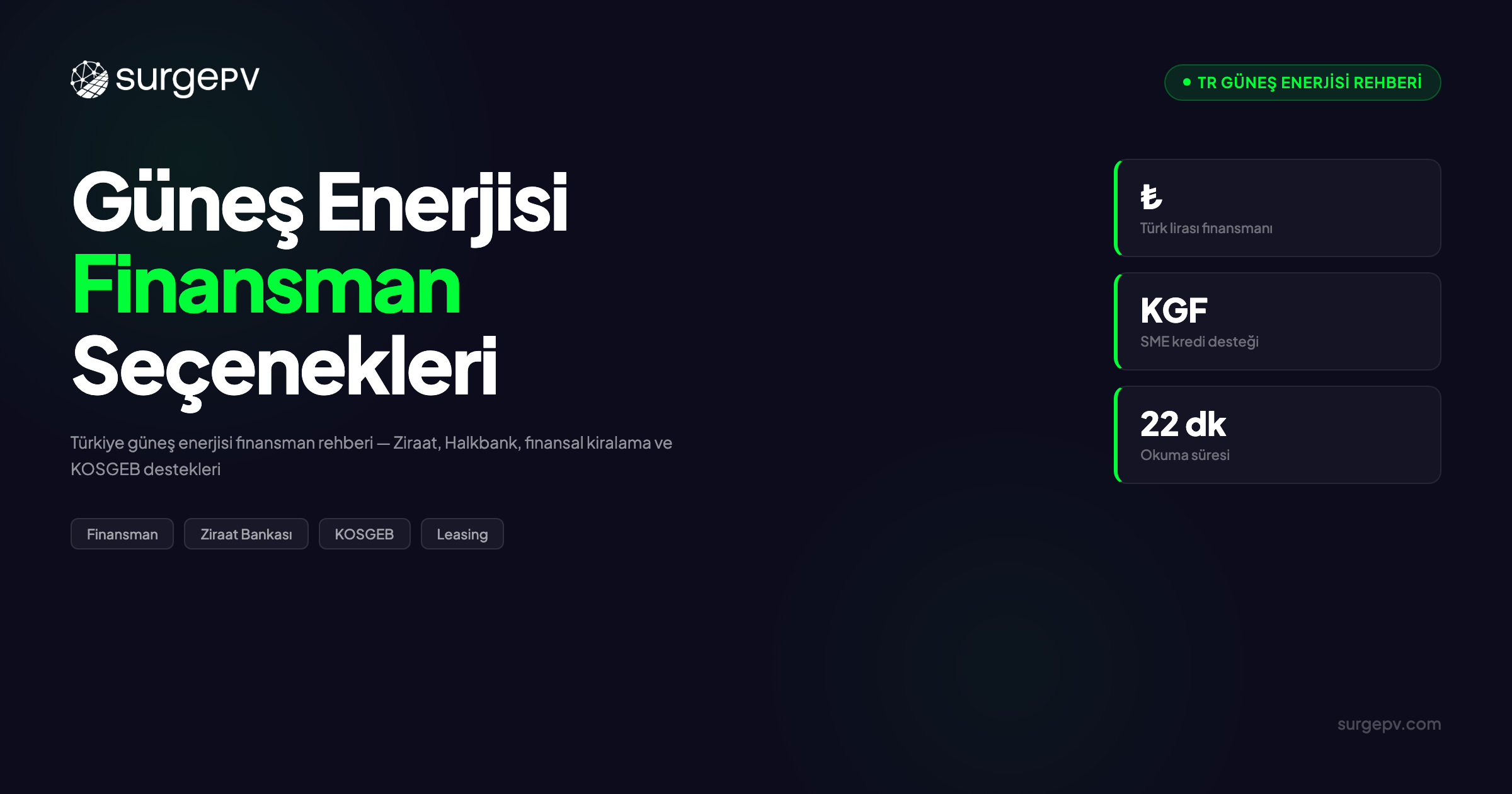 Güneş Enerjisi Finansman Seçenekleri 2026: Kredi, Kiralama, PPA ve Peşin Ödeme — Kapsamlı Rehber