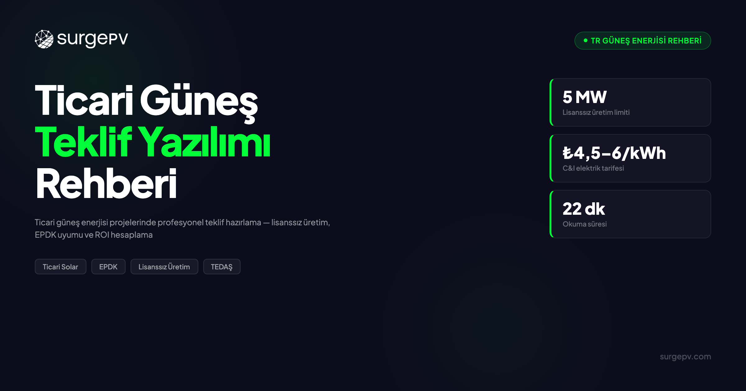 Ticari Güneş Enerjisi Teklif Yazılımı 2026