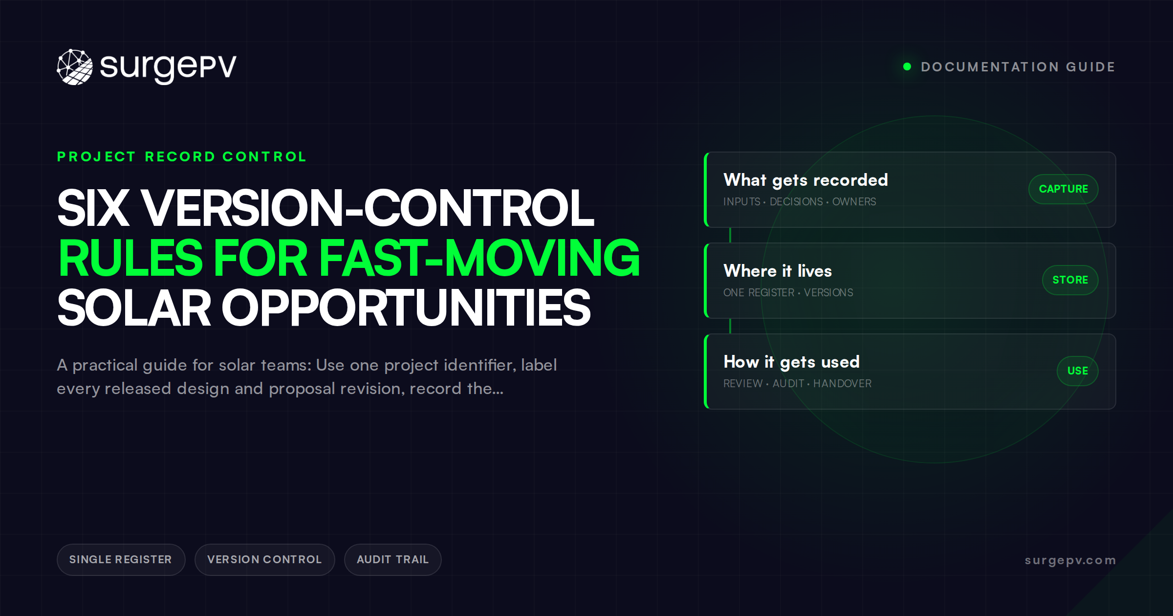 Six Version-Control Rules for Fast-Moving Solar Opportunities