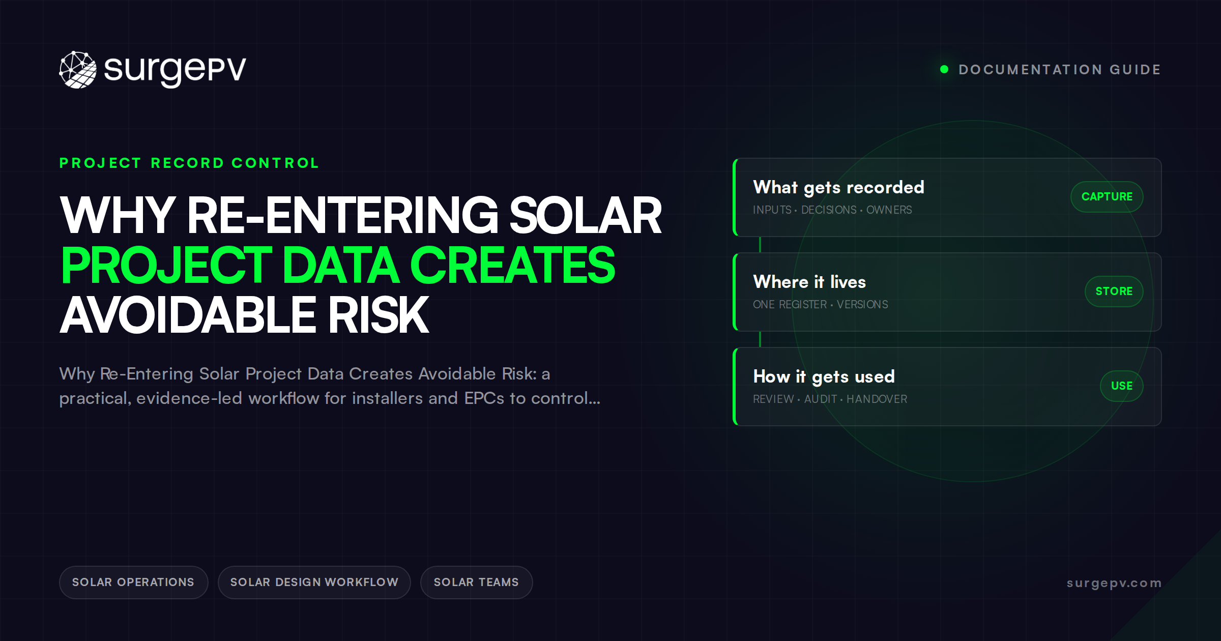 Why Re-Entering Solar Project Data Creates Avoidable Risk